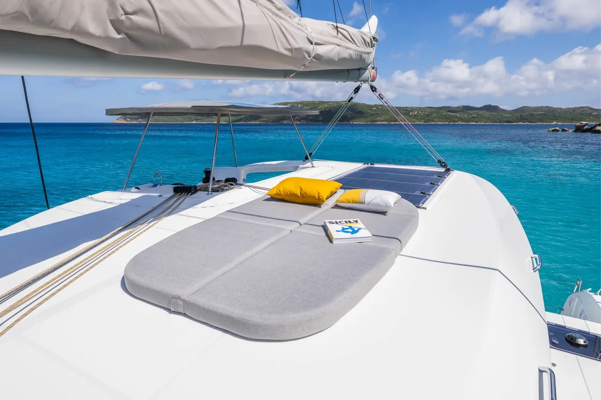Deck of Coral, a Lagoon 38 catamaran at Split, Croatia