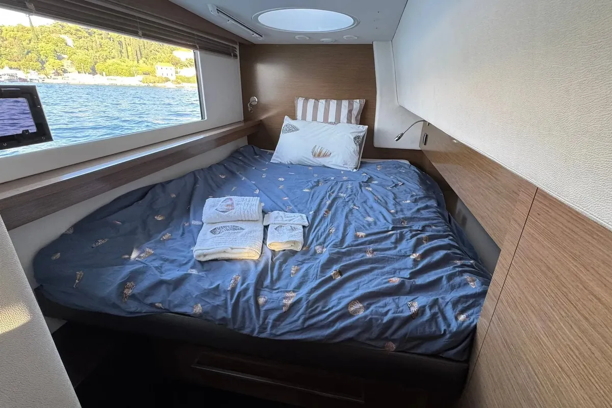 MY Z, a Fountaine Pajot Cumberland 47LC catamaran at Capo d'Orlando, Italy