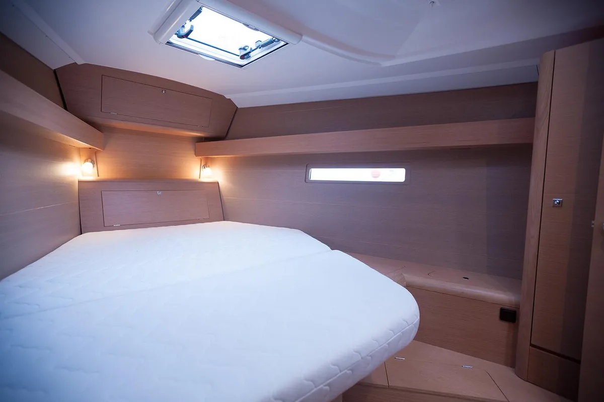 Cabin on Anemos, a Dufour 410 GL sailboat at Sithonia Municipal Unit, Greece