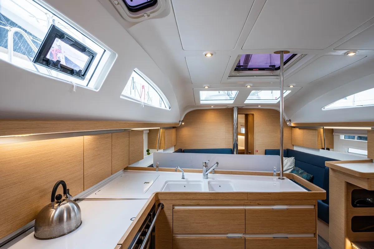 Galley of Helen, a Elan 45 sailboat at Municipal Unit of Lefkada, Greece