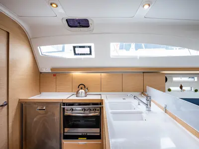 Galley of Helen, a Elan 45 sailboat at Municipal Unit of Lefkada, Greece
