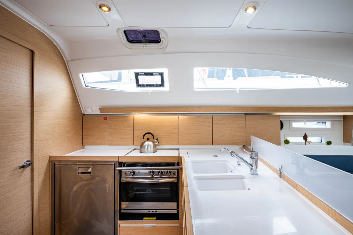 Galley of Helen, a Elan 45 sailboat at Municipal Unit of Lefkada, Greece