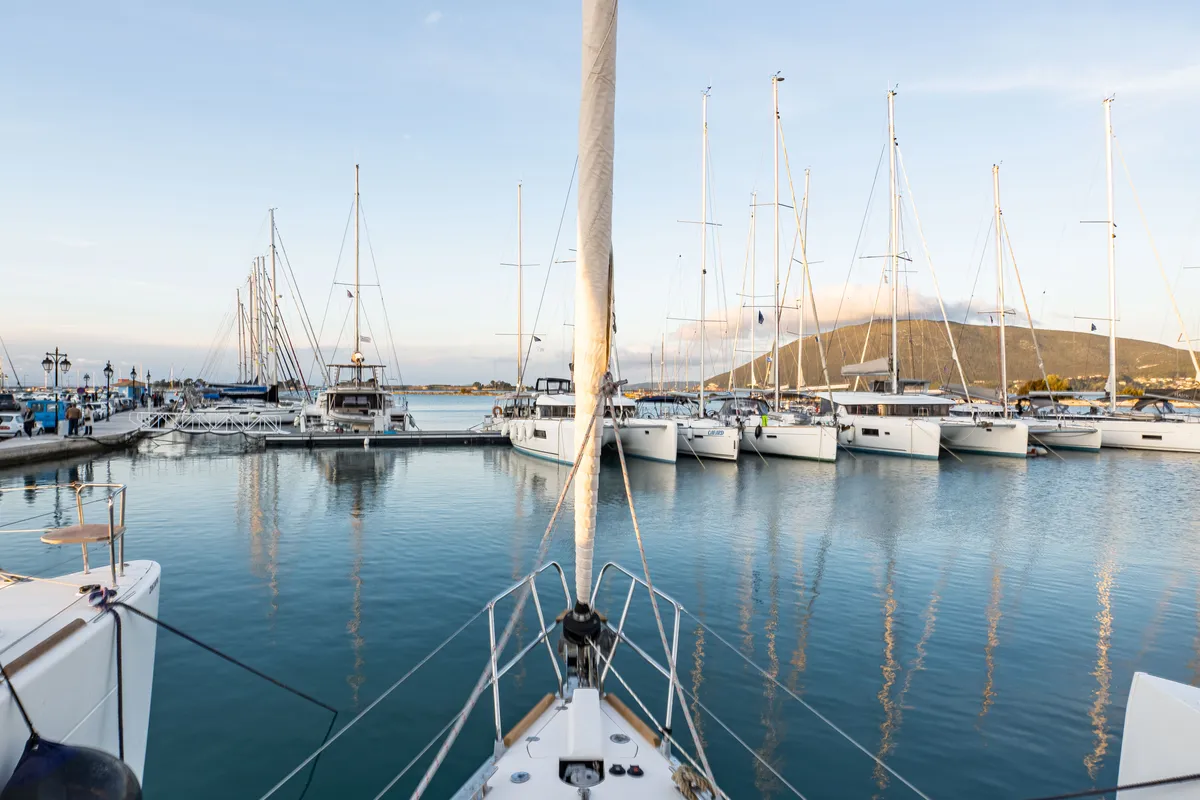Exterior view of Helen, a Elan 45 sailboat at Municipal Unit of Lefkada, Greece