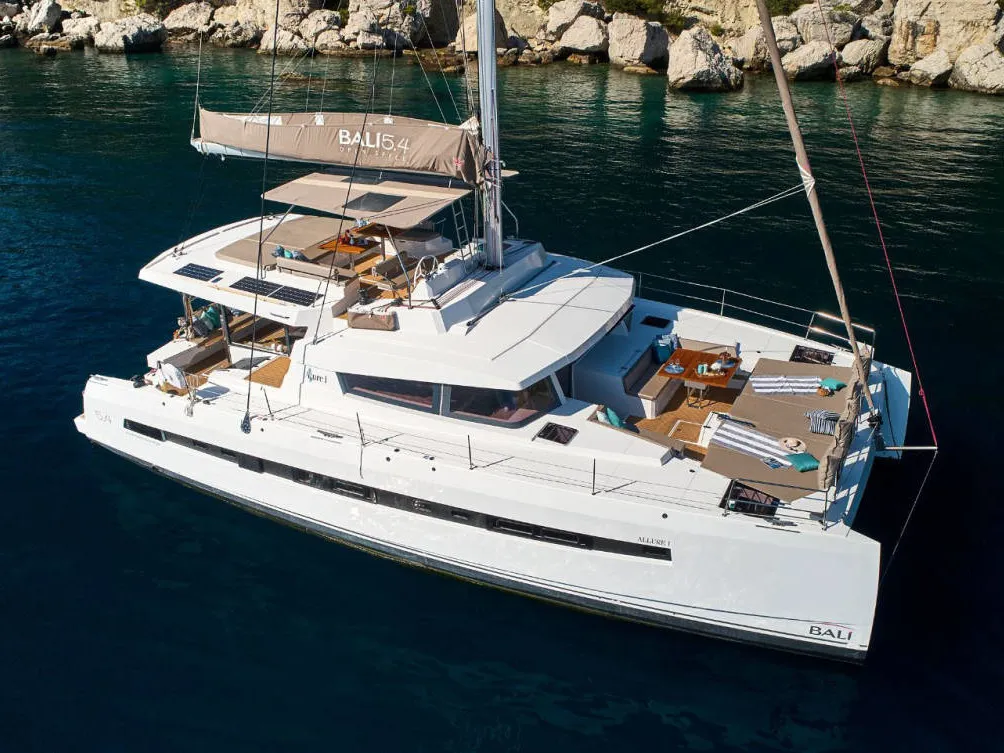 Exterior view of Atlantic, a Bali 4.6 catamaran at Figari/Golfo Aranci, Italy