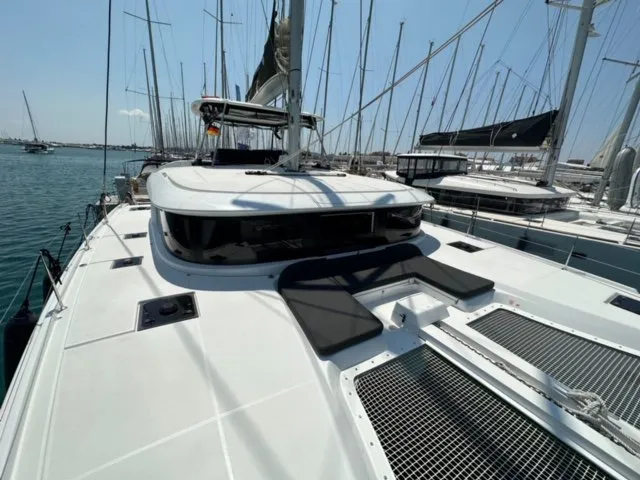 Cockpit of Mira, a Lagoon 46 catamaran at Sukošan, Croatia