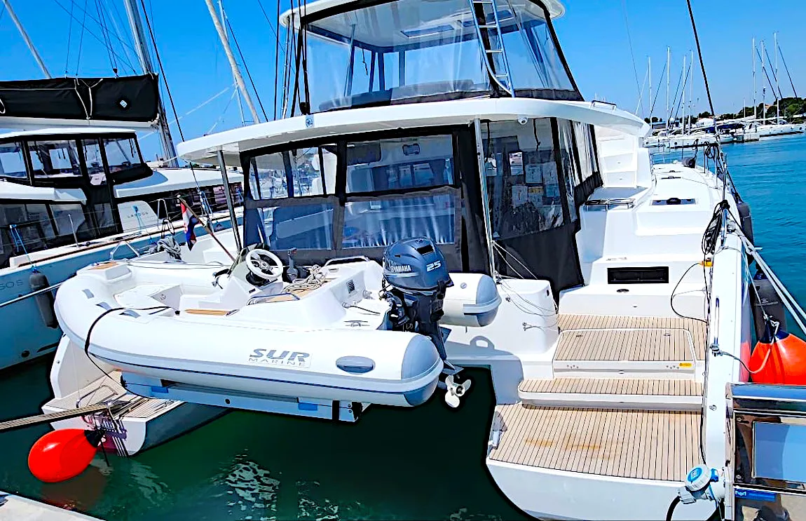 Deck of Mira, a Lagoon 46 catamaran at Sukošan, Croatia