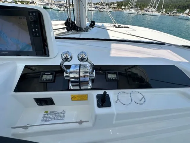 Cockpit of Mira, a Lagoon 46 catamaran at Sukošan, Croatia