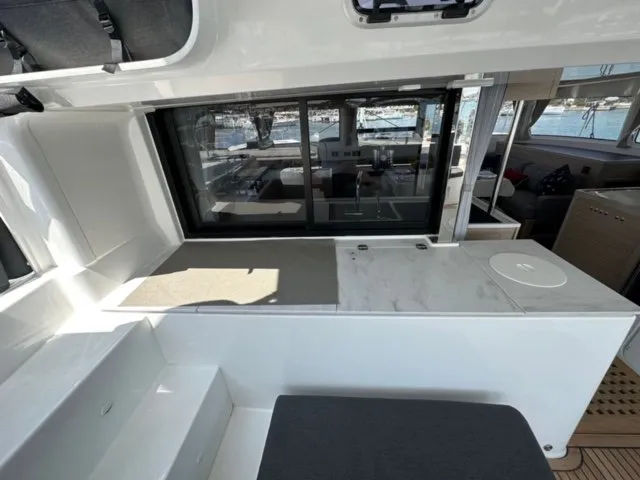 Cockpit of Mira, a Lagoon 46 catamaran at Sukošan, Croatia