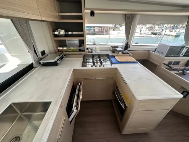 Galley of Mira, a Lagoon 46 catamaran at Sukošan, Croatia