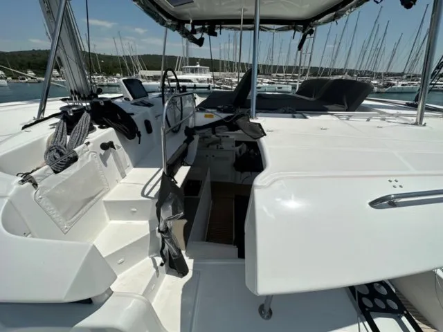 Deck of Mira, a Lagoon 46 catamaran at Sukošan, Croatia