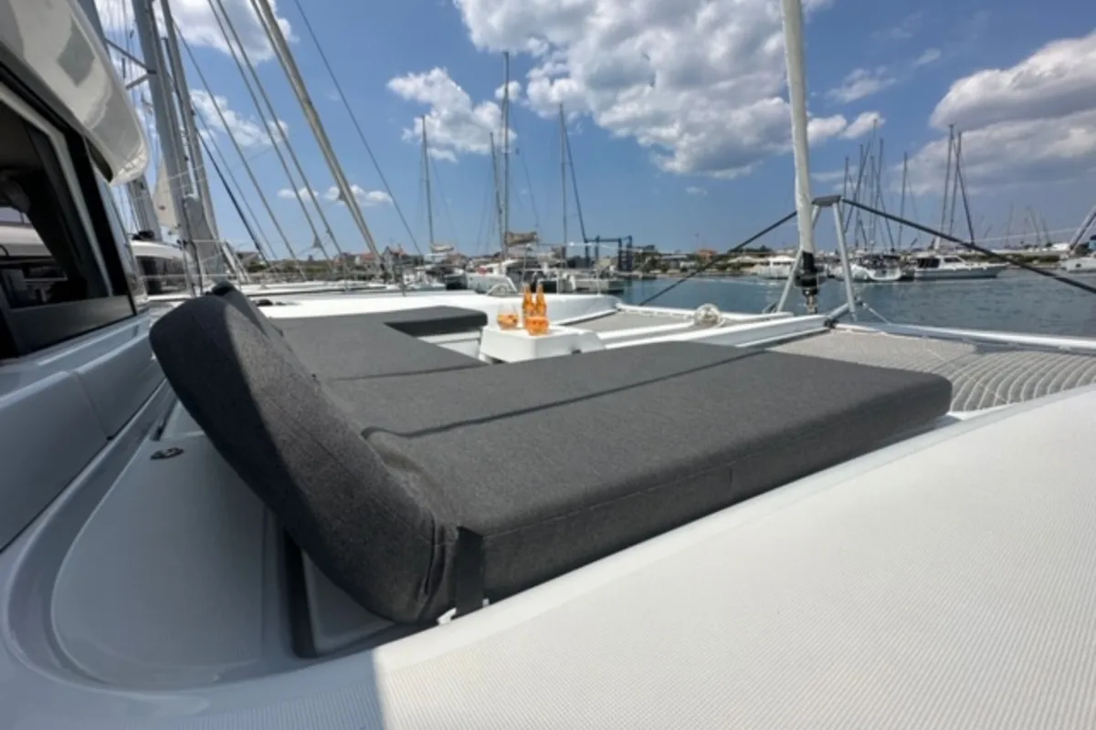 Deck of Mira, a Lagoon 46 catamaran at Sukošan, Croatia