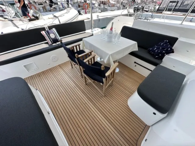 Deck of Mira, a Lagoon 46 catamaran at Sukošan, Croatia