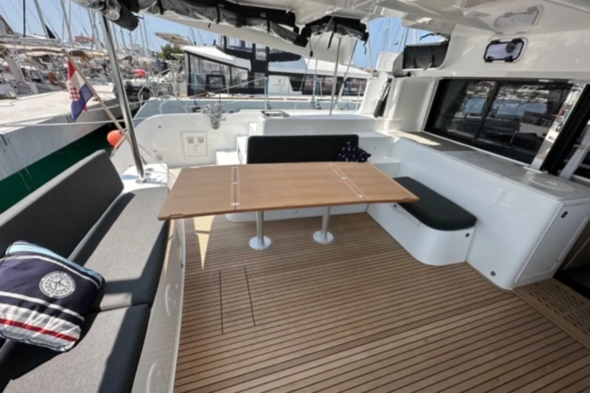 Deck of Mira, a Lagoon 46 catamaran at Sukošan, Croatia
