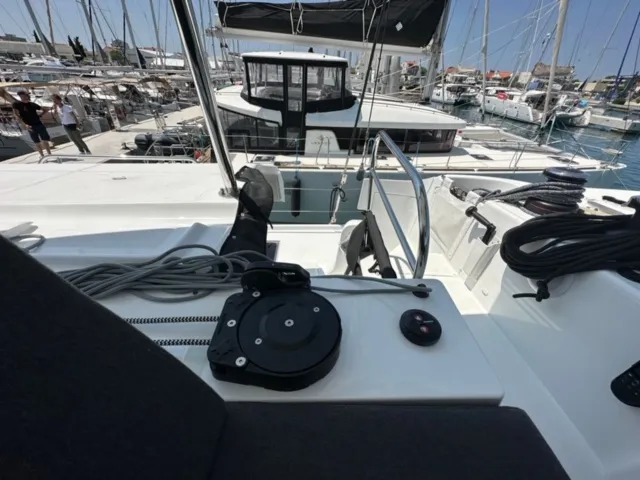 Deck of Mira, a Lagoon 46 catamaran at Sukošan, Croatia