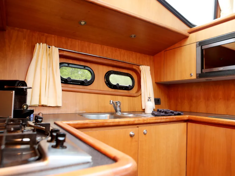 Galley of Royal, a Pacific Allure 155 motor yacht at Heukelum, Netherlands