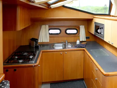 Galley of Royal, a Pacific Allure 155 motor yacht at Heukelum, Netherlands