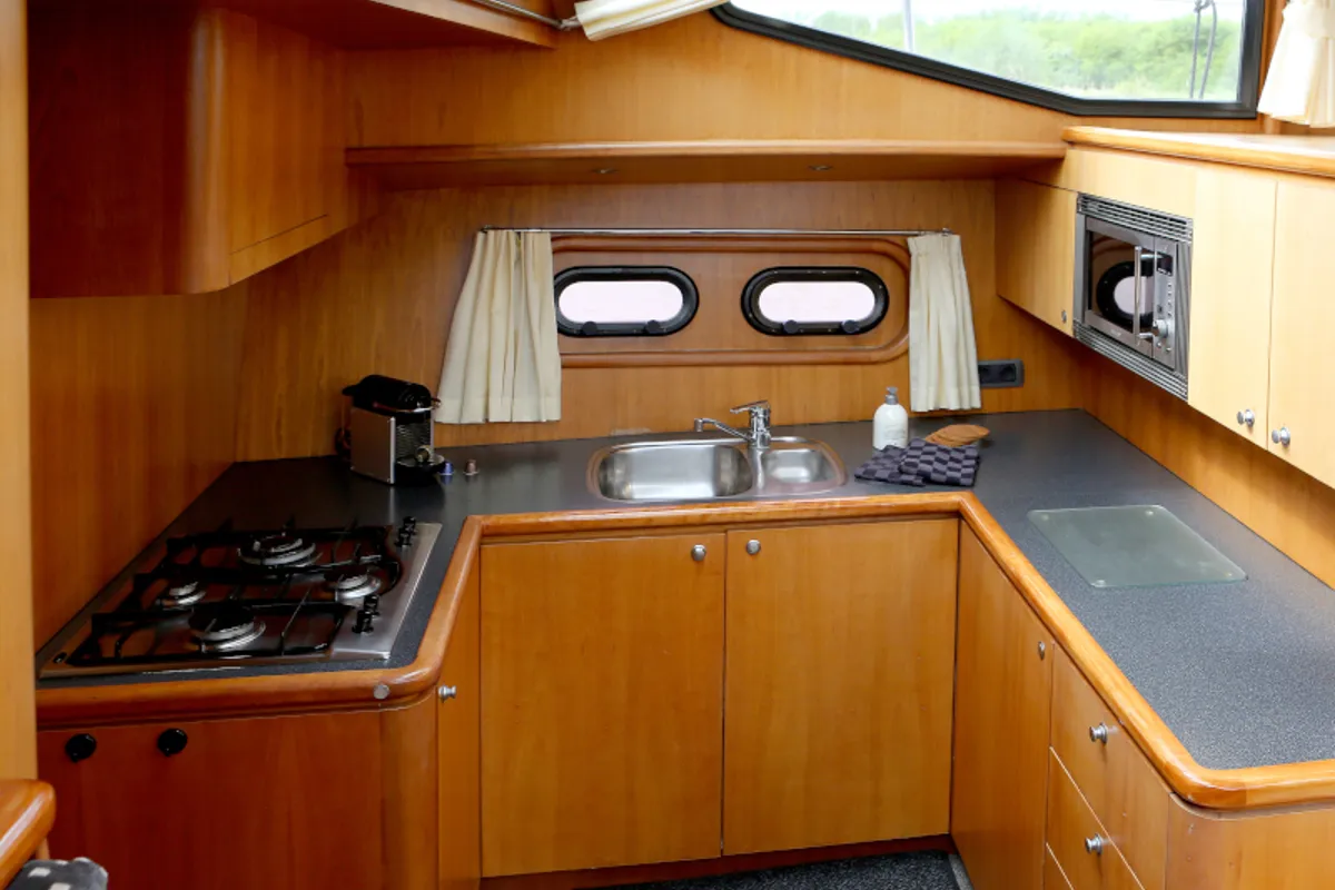 Galley of Royal, a Pacific Allure 155 motor yacht at Heukelum, Netherlands