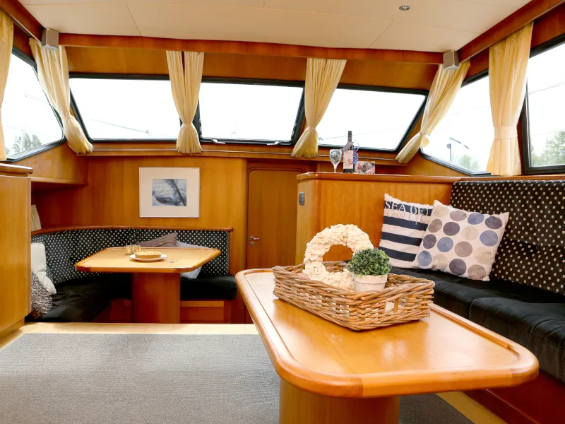 Salon of Royal, a Pacific Allure 155 motor yacht at Heukelum, Netherlands