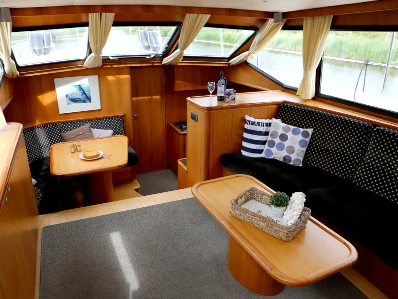 Salon of Royal, a Pacific Allure 155 motor yacht at Heukelum, Netherlands