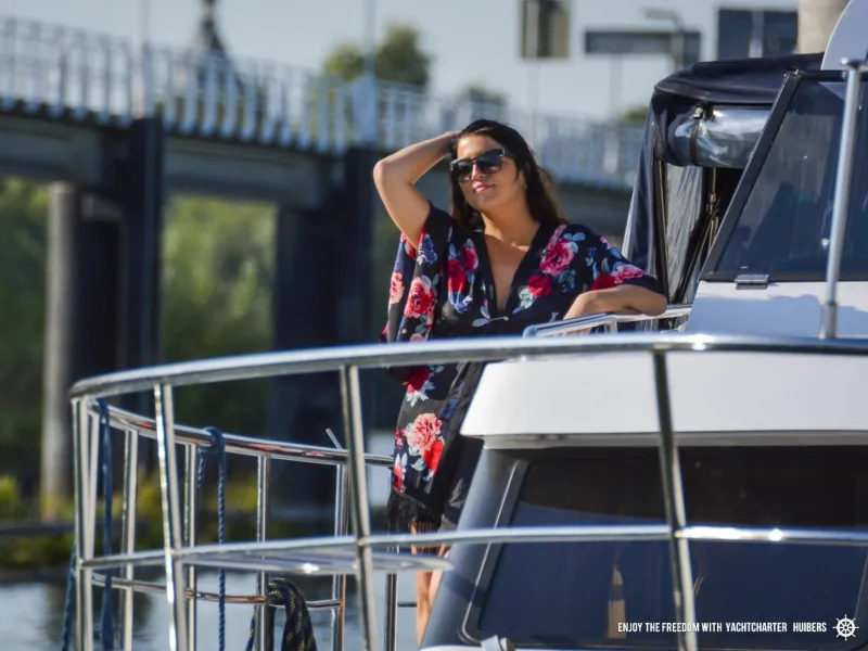 Deck of Royal, a Pacific Allure 155 motor yacht at Heukelum, Netherlands