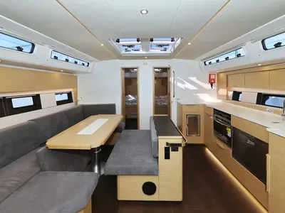 Salon of Vivid, a Hanse 510 sailboat at Grad Kaštela, Croatia