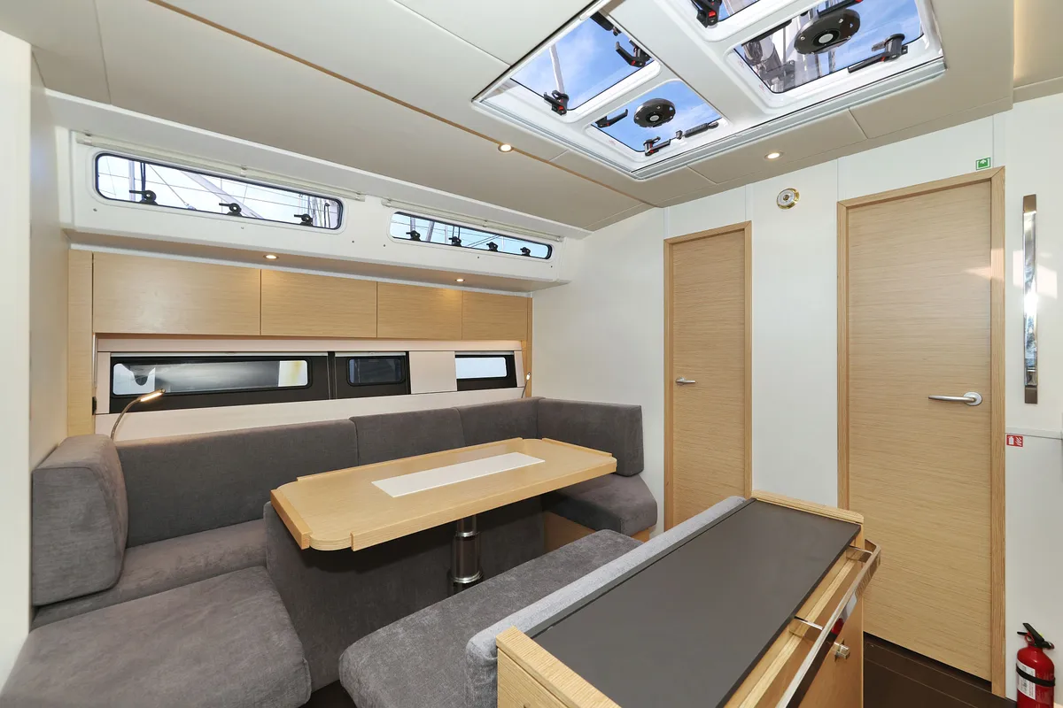 Salon of Vivid, a Hanse 510 sailboat at Grad Kaštela, Croatia