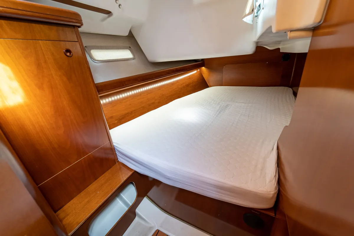 Cabin on Aeolian Too, a Beneteau Oceanis 393 sailboat at Kavala, Greece