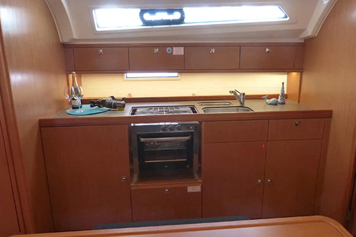 Galley of Xenia, a Bavaria Cruiser 41 sailboat at Procida, Italy