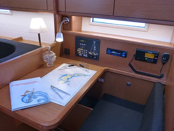 Salon of Xenia, a Bavaria Cruiser 41 sailboat at Procida, Italy
