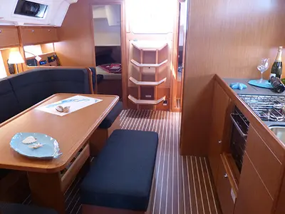 Salon of Xenia, a Bavaria Cruiser 41 sailboat at Procida, Italy