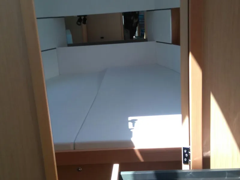 Cabin on Folie, a Beneteau Oceanis 38 sailboat at Procida, Italy