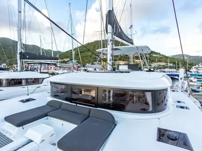 Deck of Lagoon 46, a catamaran at Nettuno, Italy