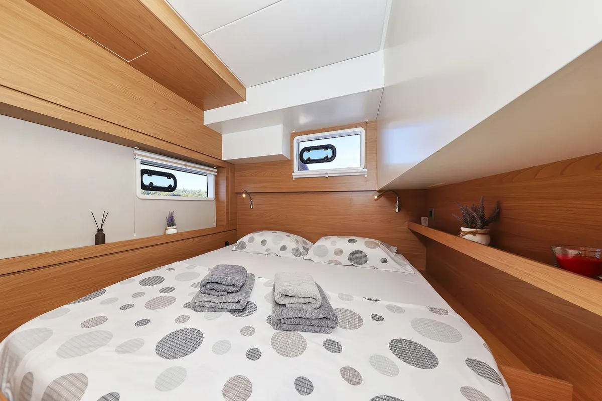 Cabin on Mela, a Bali 4.4 catamaran at Grad Šibenik, Croatia