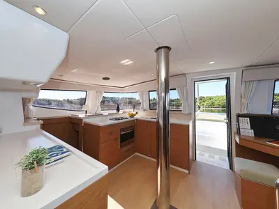 Galley of Mela, a Bali 4.4 catamaran at Grad Šibenik, Croatia