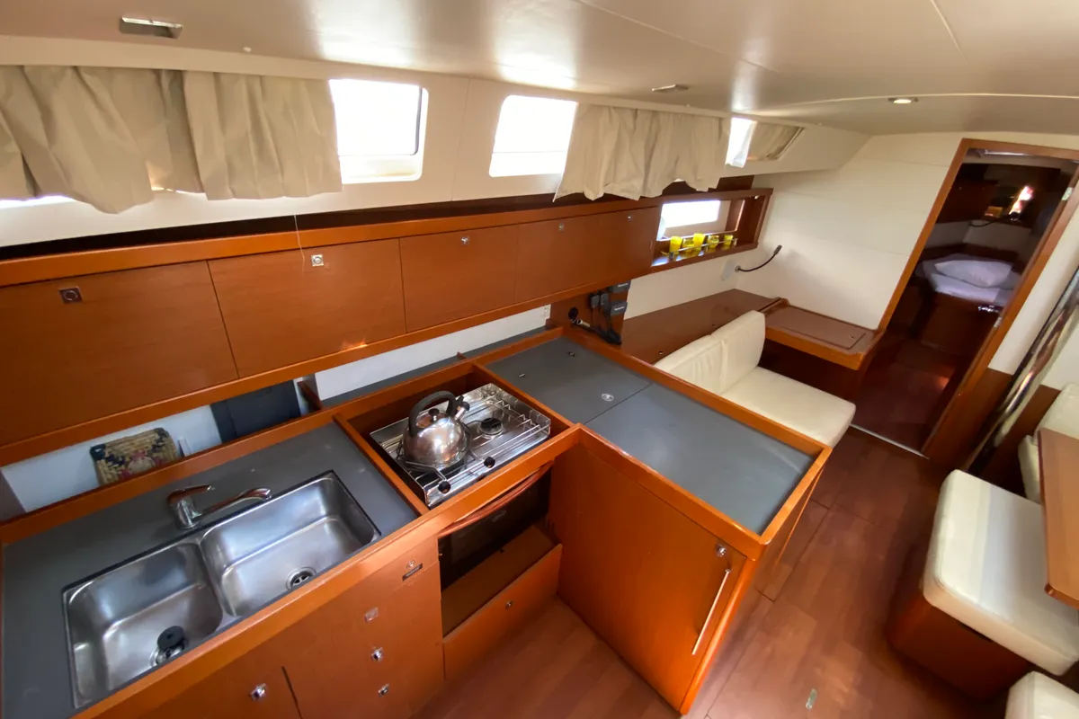 Galley of Callidora, a Beneteau Oceanis 45 sailboat at Municipal Unit of Rhodes, Greece