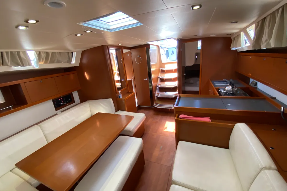 Salon of Callidora, a Beneteau Oceanis 45 sailboat at Municipal Unit of Rhodes, Greece