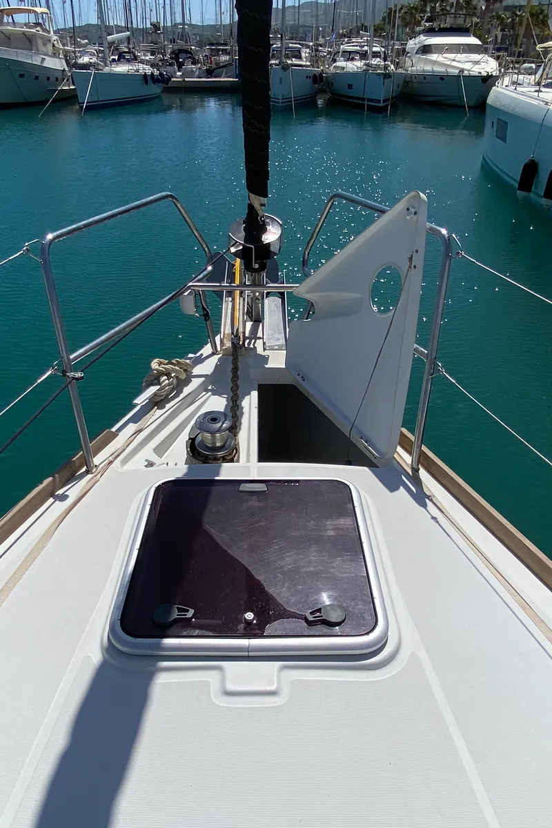 Deck of Callidora, a Beneteau Oceanis 45 sailboat at Municipal Unit of Rhodes, Greece