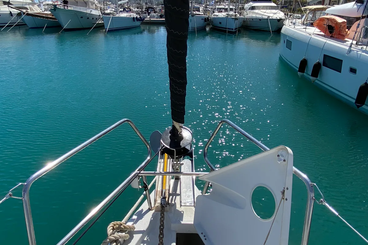 Deck of Callidora, a Beneteau Oceanis 45 sailboat at Municipal Unit of Rhodes, Greece