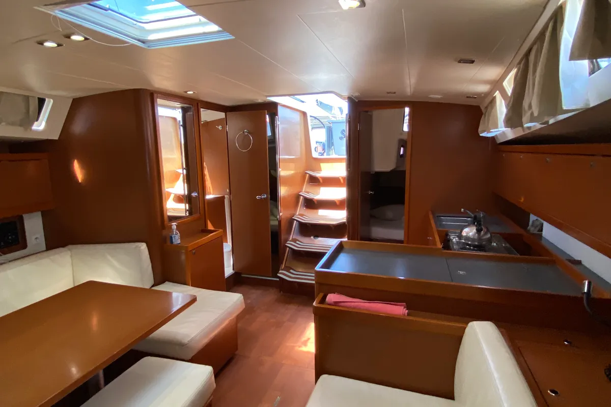 Salon of Callidora, a Beneteau Oceanis 45 sailboat at Municipal Unit of Rhodes, Greece