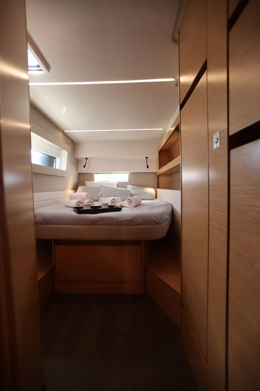 Cabin on Sithonia, a Nautitech 46 Fly catamaran at Athens, Greece