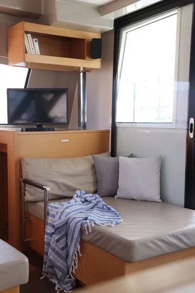 Salon of Sithonia, a Nautitech 46 Fly catamaran at Athens, Greece