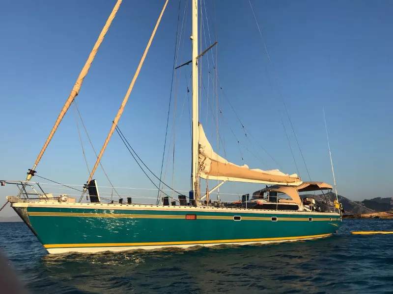 Osyan, a Dufour Dynamique 62 sailboat at Parikia, Greece