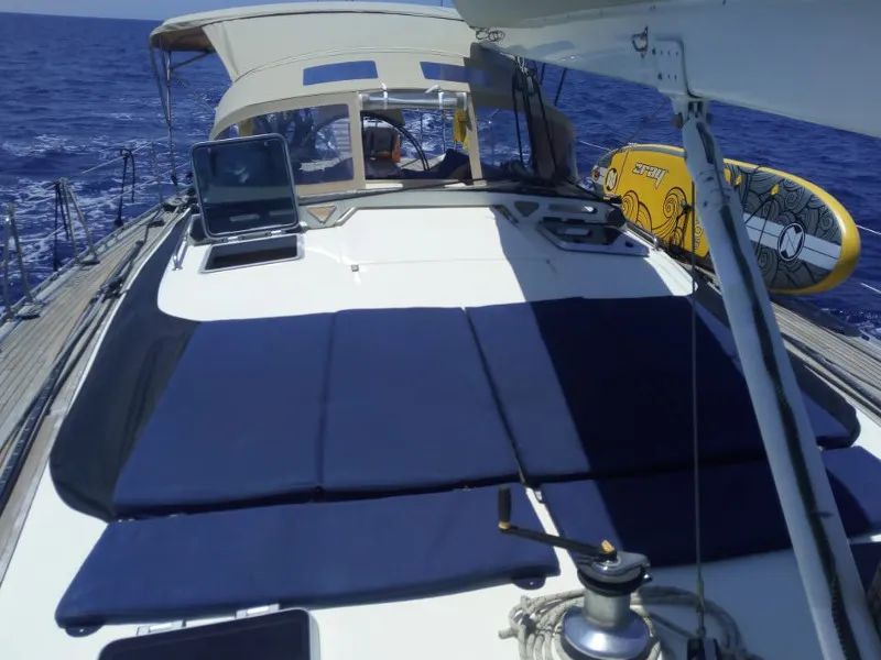Osyan, a Dufour Dynamique 62 sailboat at Parikia, Greece