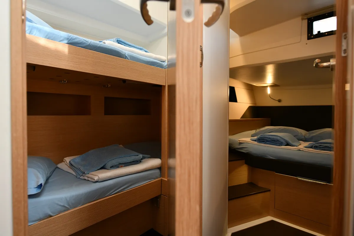 Cabin on Yassica, a Hanse 460 sailboat at Fethiye, Turkey