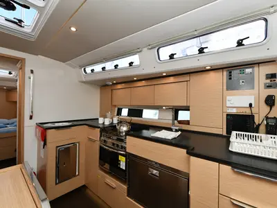 Galley of Yassica, a Hanse 460 sailboat at Fethiye, Turkey