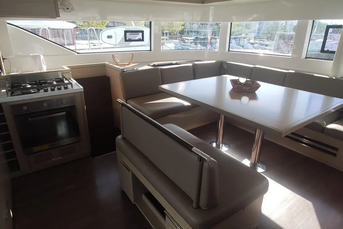 Galley of Star Treyk, a Lagoon 51 catamaran at Agios Stefanos, Greece