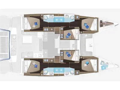 Floor plan of Pasha, a Lagoon 51 catamaran at Marmaris, Turkey