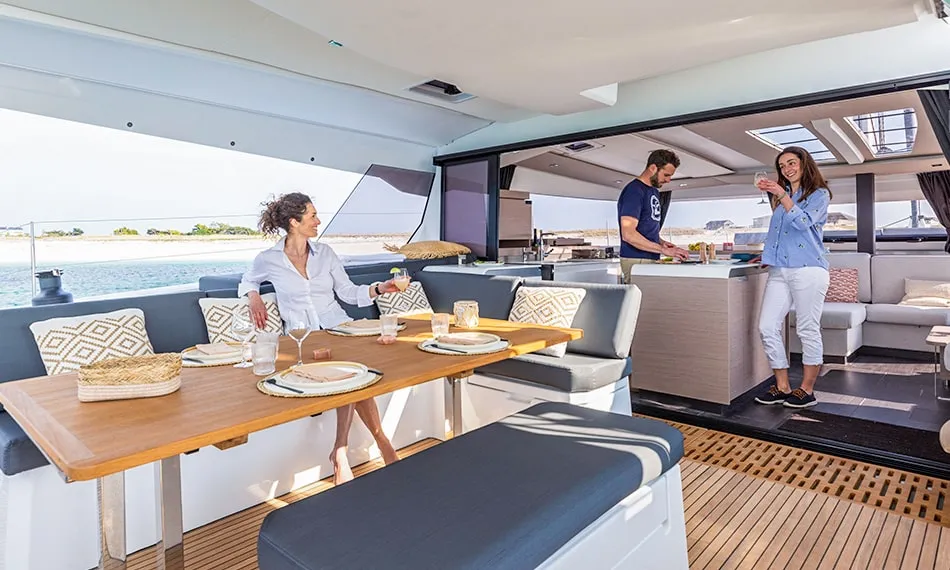 Galley of Ocean Eye, a Fountaine Pajot Aura 51 catamaran at Trogir, Croatia