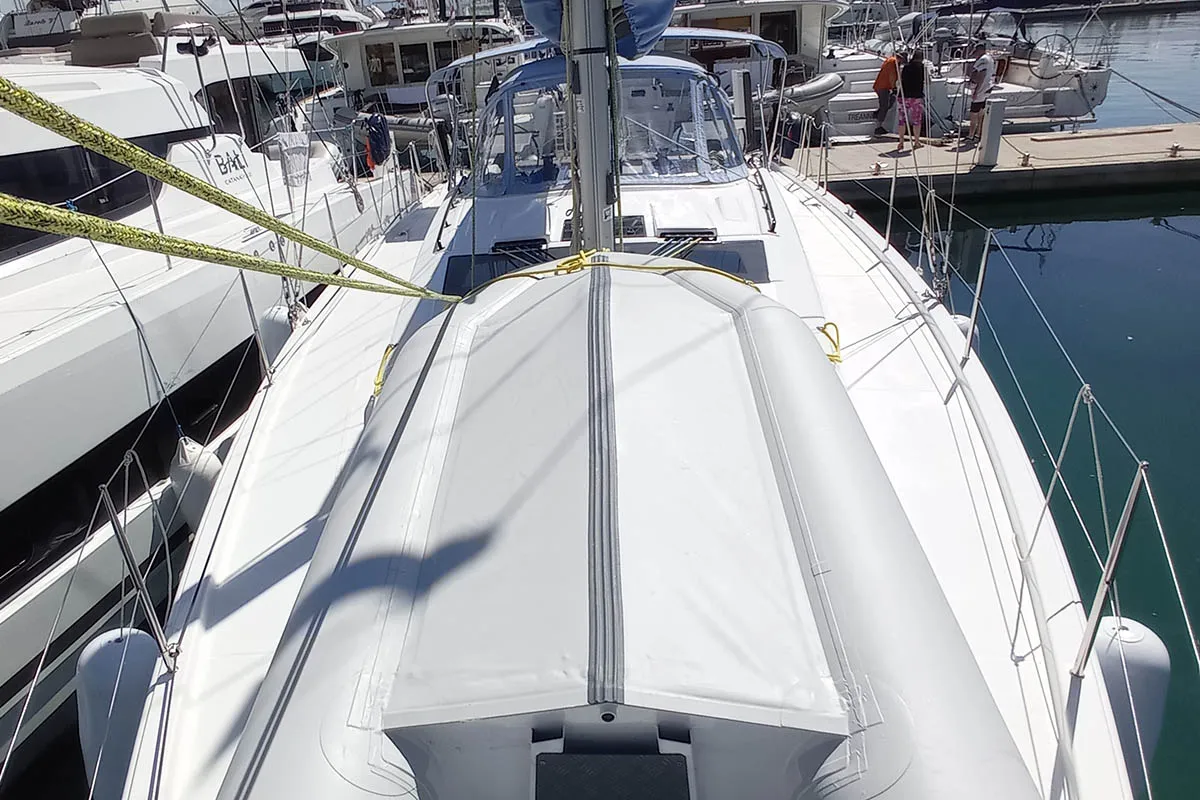 Deck of Cello, a Dufour 41 sailboat at Seget Donji, Croatia