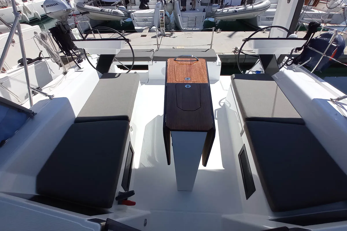 Cockpit of Cello, a Dufour 41 sailboat at Seget Donji, Croatia
